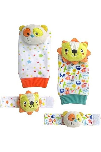 Moon Foot and Wrist Rattle – Set of 4 - Safe- Light Weight Rattles for Little Hands and
