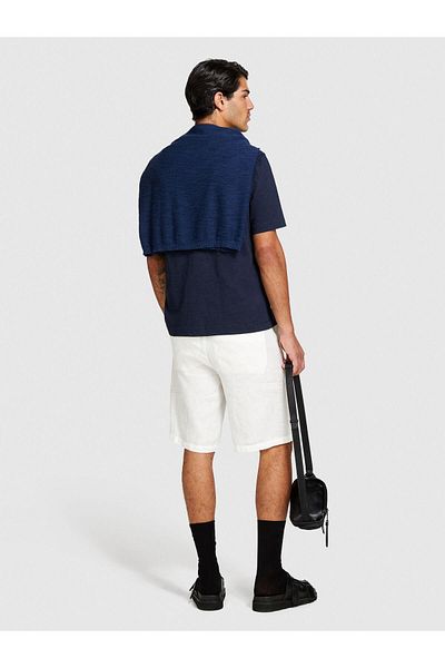 Sisley 100% Linen Slim Fit Bermuda Shorts Men Off White Shorts - 324P4Aghs9010