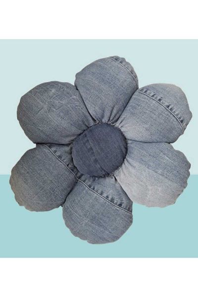 No Name Atelier Soft Denim Daisy Pillow