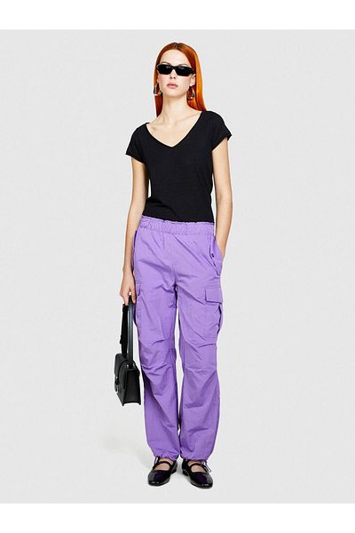 Sisley Tricou din bumbac modal amestecat cu decolteu în V pentru femei Tricou negru pentru femei - 324P3TNHL4007