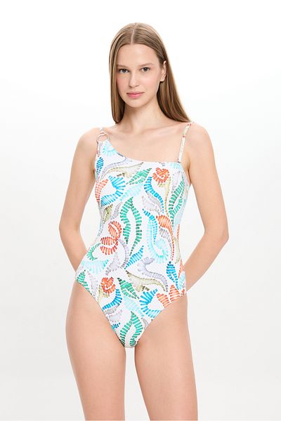 TOOSALTY Costum de baie pentru femei, cu un singur umăr, texturat, multicolor 25SW001ST