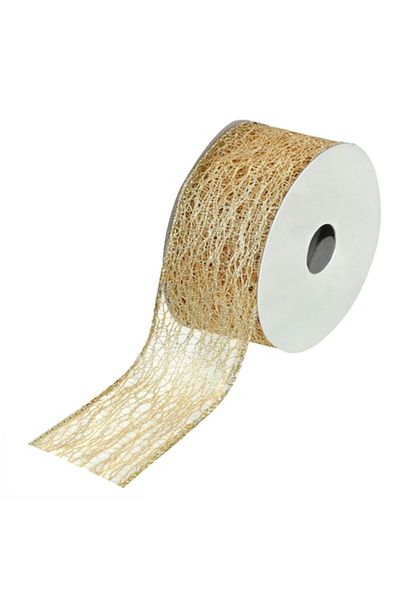 SyaMAG Christmas Decorative Ribbon, Mesh Pattern, Champagne Beige, 5m x 38mm