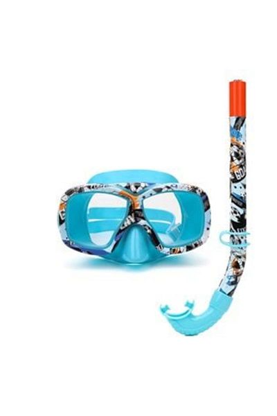 OEM Set Diving Mask & Snorkel Blue with Football Model for Kids 6-12 Years