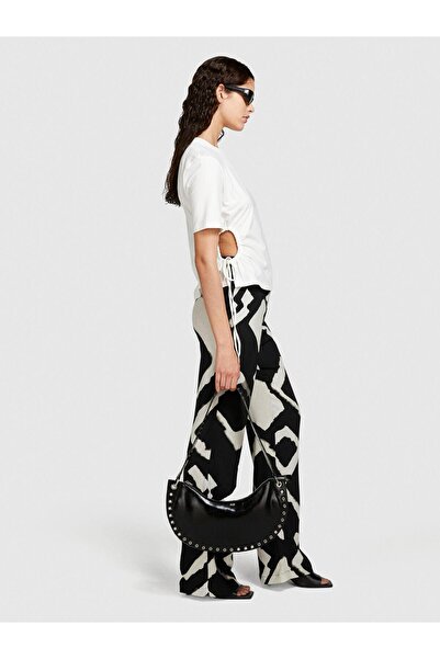 Sisley Stretch βαμβακερό μπλουζάκι με λαιμόκοψη γυναικείο υπόλευκο μπλουζάκι - 324P3X23L105M