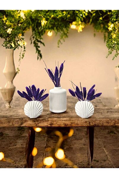 DNZ DEKOR Σετ 3 διακοσμητικών ριγέ βάζων (ΕΞΑΙΡΟΥΝΤΑΙ ΤΑ ΛΟΥΛΟΥΔΙΑ)