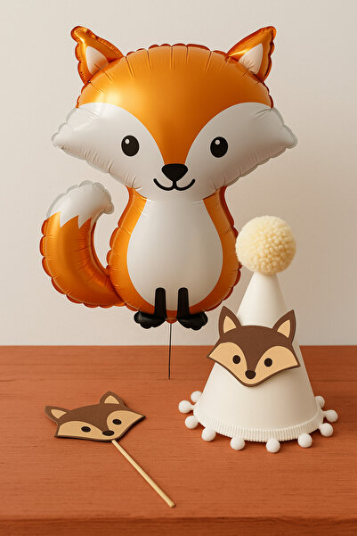 aloha concept Σετ πάρτι γενεθλίων με θέμα Fox - Καπέλο + Στολίδι τούρτας + Αλ...