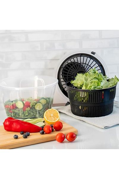 Gondol Plastik Porsima G-25 Gondol Vega Practical Salad Dryer - Fruit Vegetable Greenery Washing Drying Container Black