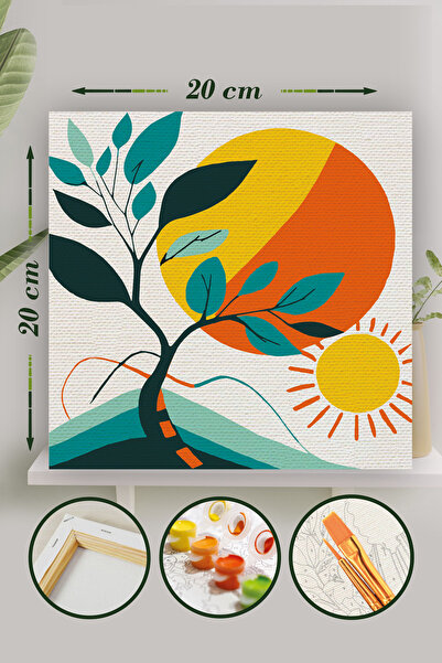 Palmiye Hobi Sanat Kırtasiye Sayılarla Boyama 20x20 Cm Tuval Seti Fırça Boya ...