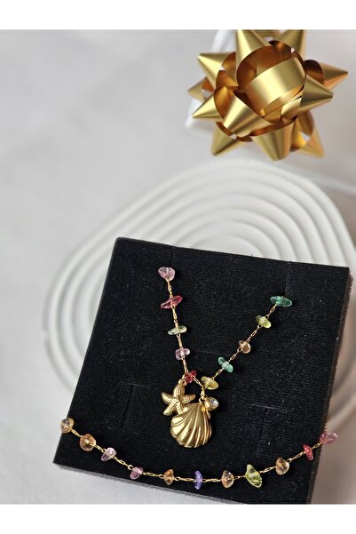 Roya Happiness CHARMLI KOLYE DENİZ YILDIZI VE DENİZ KABUĞU HEDİYE KUTULU RENK...