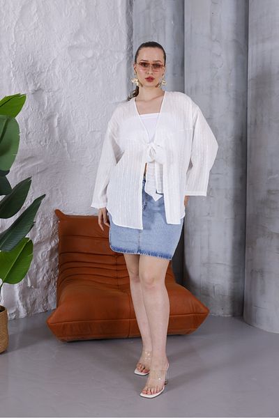 BLUSS Women's Stylish Kimono Cardigan - Tie-Up Model, Lightweight and Comfortable