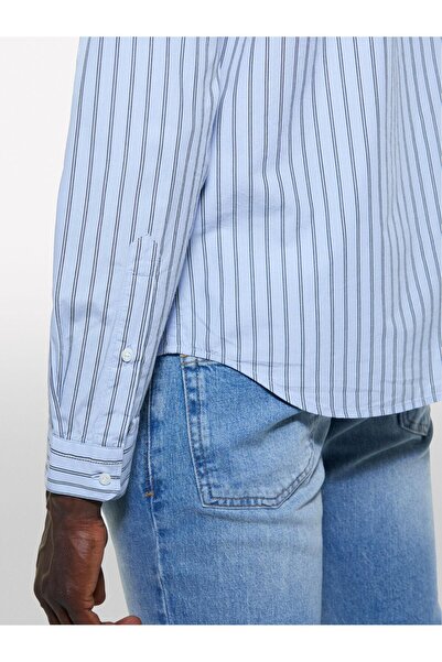 Sisley Erk_100% βαμβακερό πουκάμισο με μακρυμάνικο πουκάμισο με λεπτομέρεια κ...