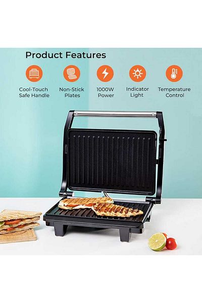 Nova Grill Maker – Non-Stick Panini & Sandwich Press with Cool Touch, Steel Body & Indicators
