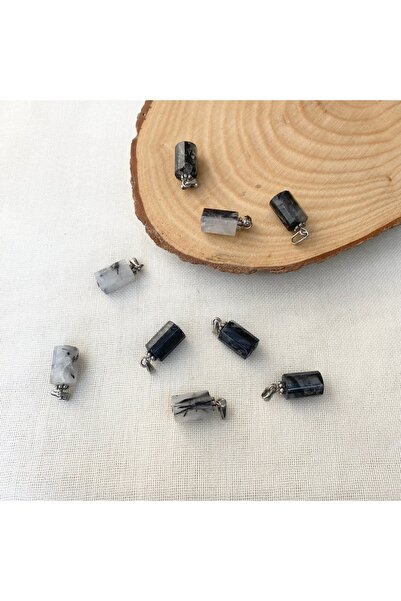 Vipfoni قلادة من الحجر الطبيعي من الكوارتز الروتيل المقطوعة بشكل أسطواني