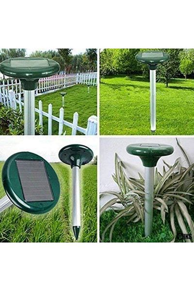 SIKS ® Set of 2 solar-charged devices for pest control, moles, garden, with stake