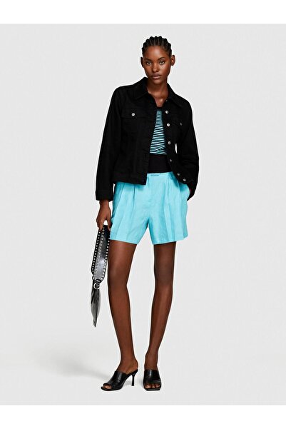 Sisley 100% Linen Front Double Pleated Shorts Women's 2B0 Shorts - 324P4Aghl9013