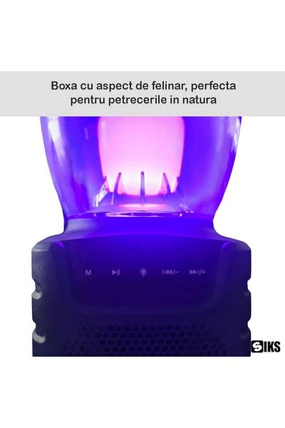 SIKS KTS118 Bluetooth Audio Lantern Speaker, LED, FM Radio, MP3, USB and TF Card Support, Black