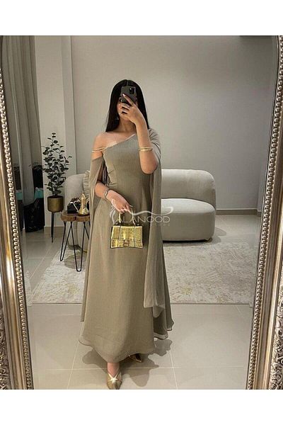 ALANOOD FASHION Soft striped organza dress: elegance and splendor for Eid and special occasions