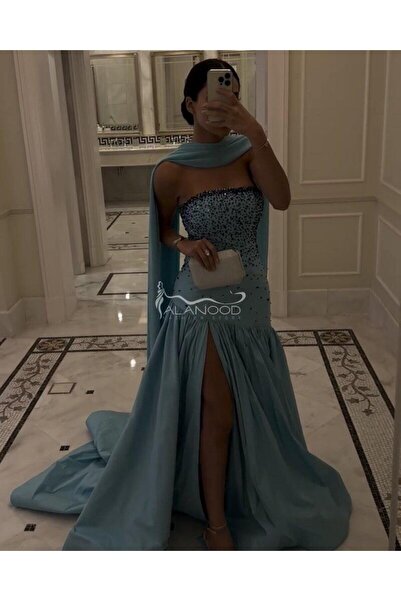 ALANOOD FASHION فستان سهرة تيفاني بتصميم أنيق وجذاب بتطريز خامة شانتون