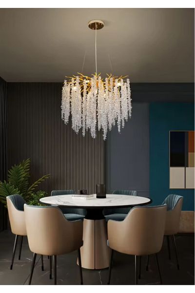 luminastar Golden Crystal Chandelier, E14 x 6 socket, diameter 450mm