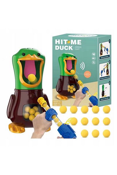 Picodino Joc interactiv Hungry Duck pentru copii, cu tinta, pistol si 12 bile din spuma, multicolor, 3+