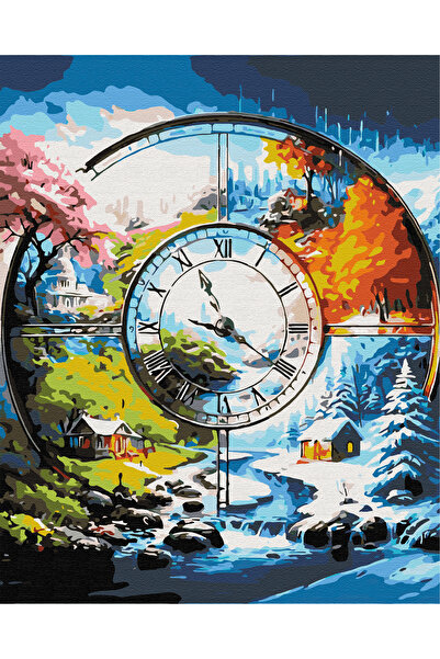 İZSA HOBİ Sayılarla Boyama Hobi Seti 40x50 Çerçeveli Numaralı Tuval Fırça Boy...