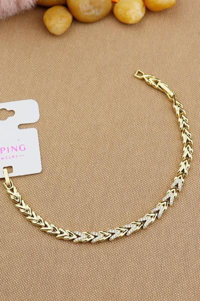 Keyifli Hayaller Xuping Bileklik - Vip Gold zirkon Taşlı Yaprak Model Kalın X...