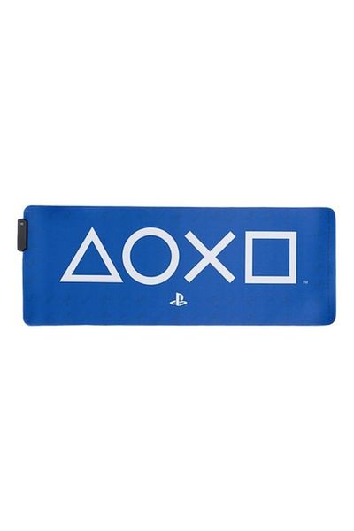 Paladone Mouse pad, Paladone, PlayStation, Large, 80 x 30 cm, Iluminare, Tesatura, Gamer, Albastru
