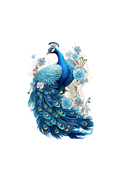 INOVATIX Σετ 8 τεμαχίων, Αυτοκόλλητο Μπλε Παγώνι με μπλε τριαντάφυλλα, INOVAT...