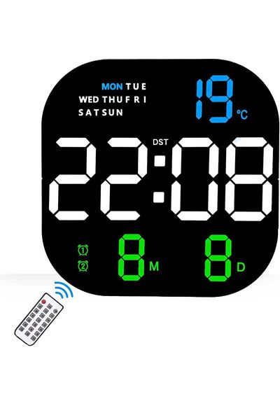 Generic Digital Wall Clock with Remote – Large LED Display, Alarm, Snooze & Brightness Control, 12/24H