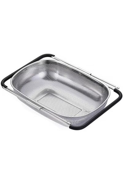 KDROĞLU Mallart ®   Adjustable Stainless Steel Strainer 24 X 34 Cm, Multi-Purpose Kitchen Strainer over Sink