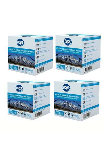 Hops مناديل تنظيف النظارات والشاشة 4 قطع