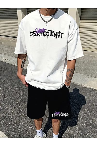Guillermo Men's American Street Letter Loose Printed T-Shirt and Shorts Set
