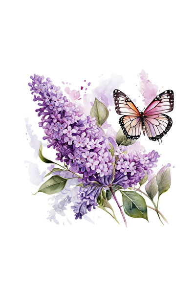 INOVATIX Set de 8 piese, autocolant fluture pe liliac înflorit, INOVATIX®. 6 cm