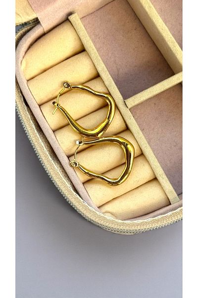 MUTENA Golden Yellow Colored Curved Steel Earrings U Model Shaped Gold Earrings