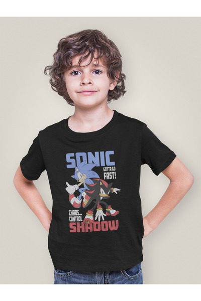 SEVBANO Tricou unisex pentru copii cu desene animate cu imprimeu Sonic The He...