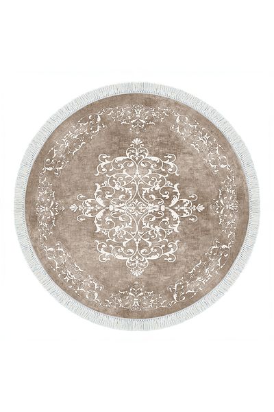 Chilai Home Asi Home Oriental Round Carpet, 160 x 160cm, Polyester, Beige, White