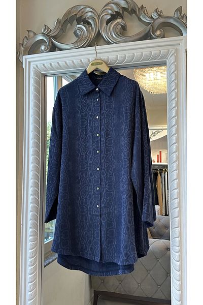 Invee Invee 7108 Patterned Shirt - Navy Blue