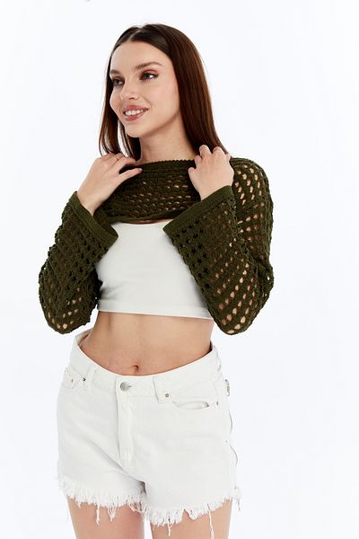 MA ananas Women's Khaki Openwork Bolero