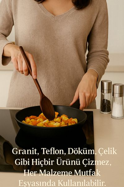 Ülgenev 3-Piece 100% Natural Walnut Wood Kitchen Set – Tongs, Spoon, Colander