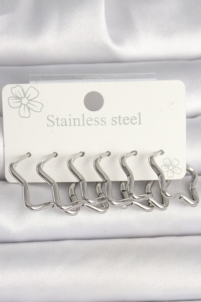 Skygo طقم أقراط نسائية من الفولاذ الفضي اللون موديل 316L - TJ-BKP10351