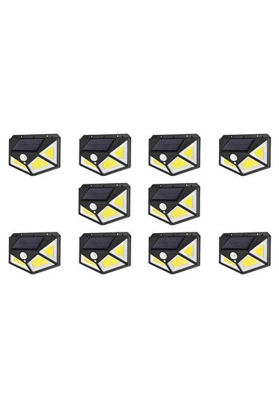 SIKS Set of 10 x SIKS® Solar Powered Lamp, Motion Sensor, 3 Lighting Modes, 100 LED, Wall Mounted