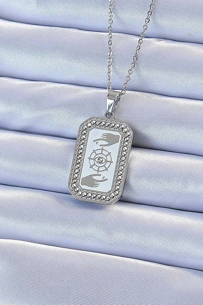 Skygo Silver Colored 316L Chain Enamel Zircon Stone Tarot Necklace - Tj-Bko9216