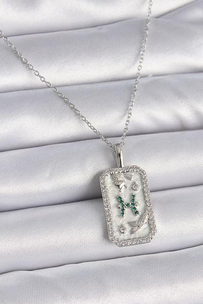 Skygo 316L Steel Silver Color Chain Fish Zodiac Zircon Stone Women's Necklace - Tj-Bko9455