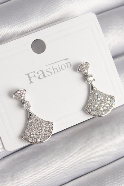 Skygo Brass Silver Color Zircon Stone Motif Model Women's Earrings - Tj-Bkp9777