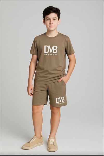 Dmb Boy's Casual Wear Printed T-Shirt Elastic Waist Pocket Combed Cotton Shorts Set