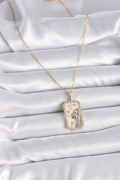Skygo Gold Colored 316L Steel Zircon Stone Women's Necklace - Tj-Bko9461