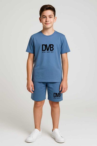 Dmb Boy's Casual Wear Printed T-Shirt Elastic Waist Pocket Combed Cotton Shorts Set