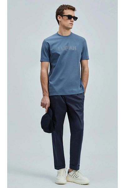Kocamanlar Ayakkabı Lufian 111020240 Thınk Modern Graphic T-Shirt Men's T-Shirt Blue