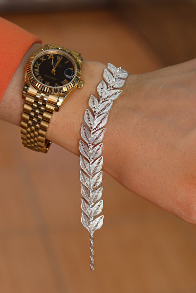 Midyat Nurtaş Gümüş Lale Model 925 Ayar Gümüş Telkari Kadın Bileklik 201024184