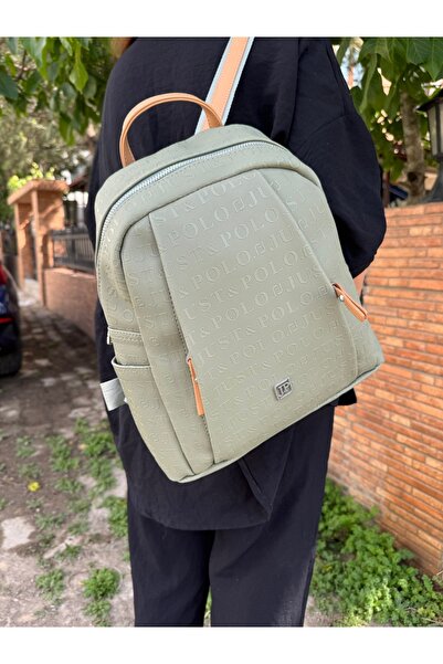 Just Polo حقيبة ظهر نسائية كبيرة الحجم ذات 9 أقسام باللون الأخضر الجملي